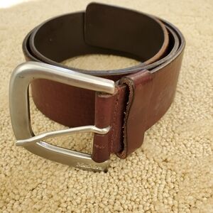 Vintage Max Mara Brown Leather Belt Silve Tone Hardware Medium Italy